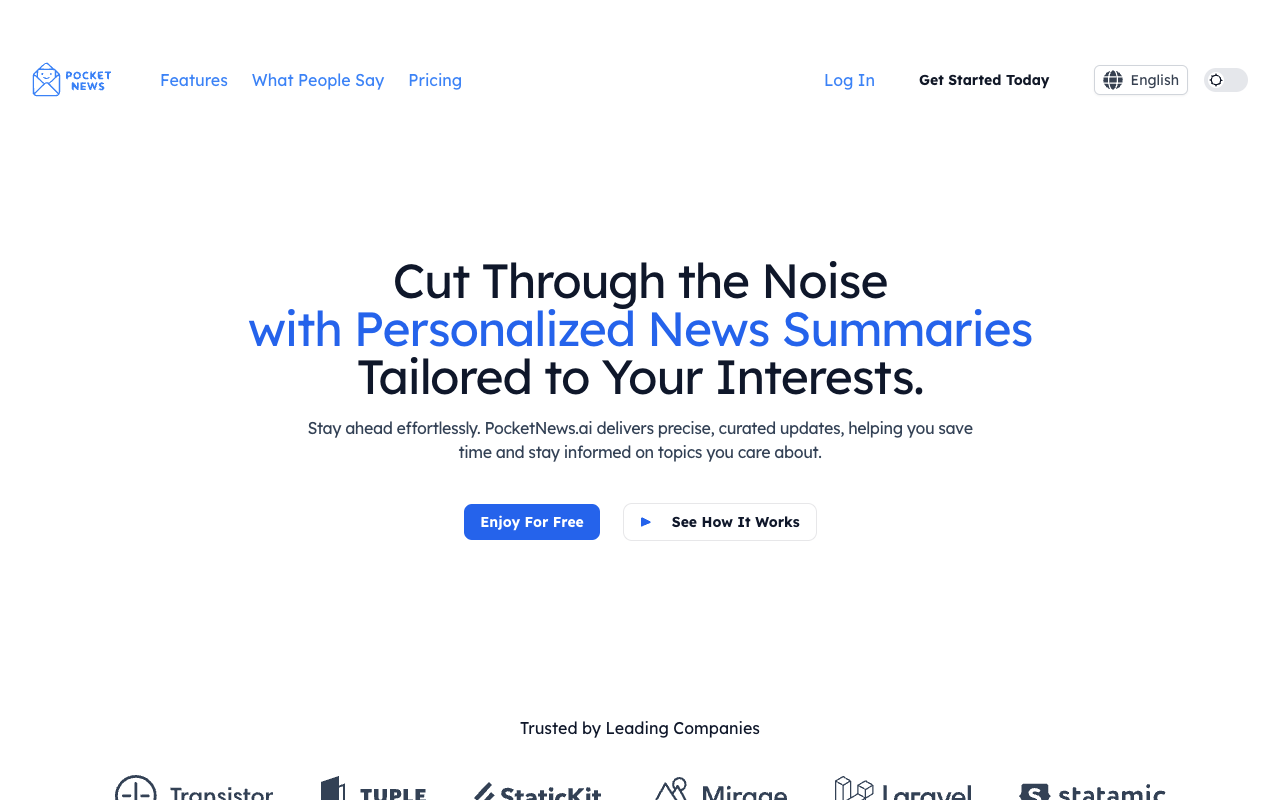 PocketNews - Your Personalized SaaS News Monitoring Solution SaaS AI