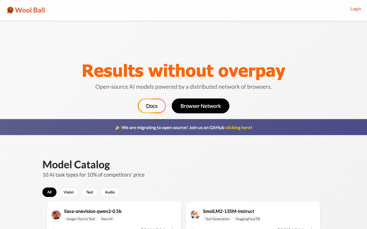 Wool Ball - Decentralized AI Platform for Browser-Based AI Processing