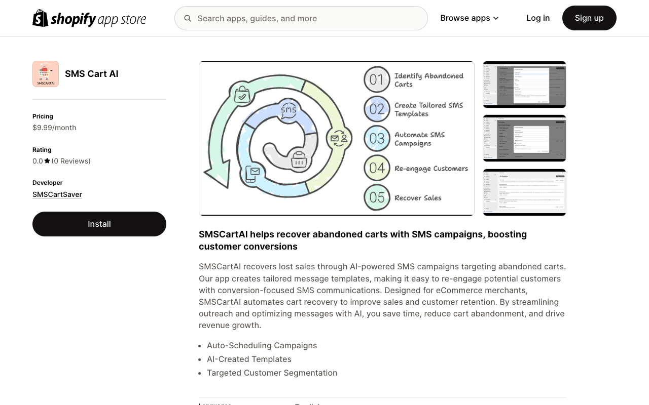 SMSCartAI - Recover Lost Sales with AI-Powered SMS Campaigns