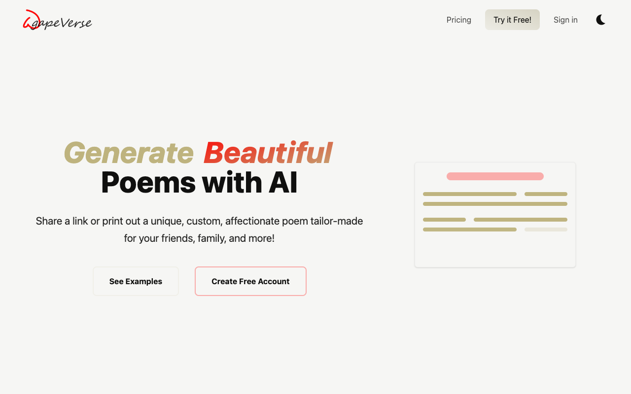 AgapeVerse.app - AI-powered Poem Generation for Expressing Love