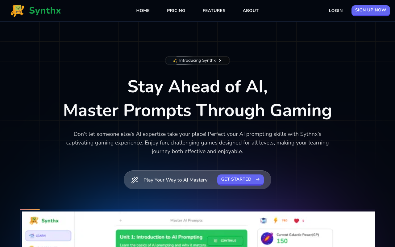 Synthx - Revolutionizing AI Prompt Learning Through Gamified Experience