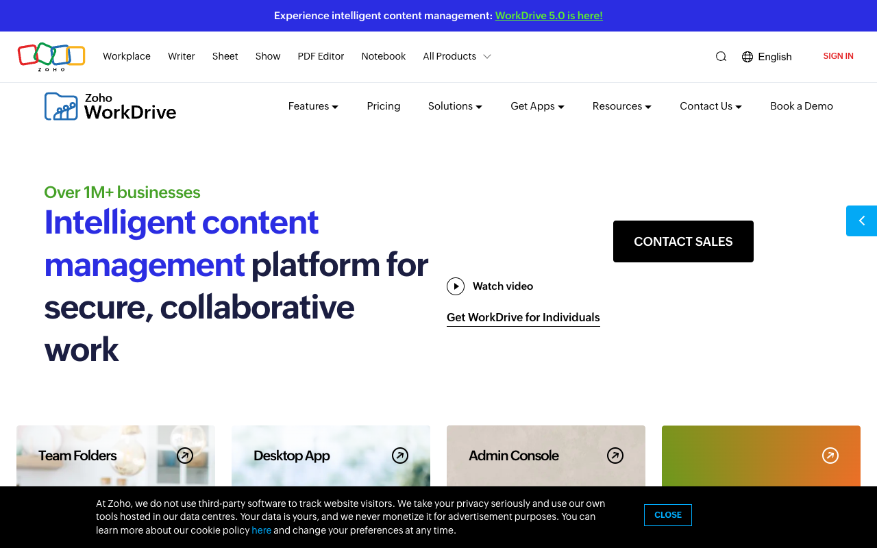 Zoho WorkDrive - Your smart place to store and work with files Cloud Collaboration Productivity