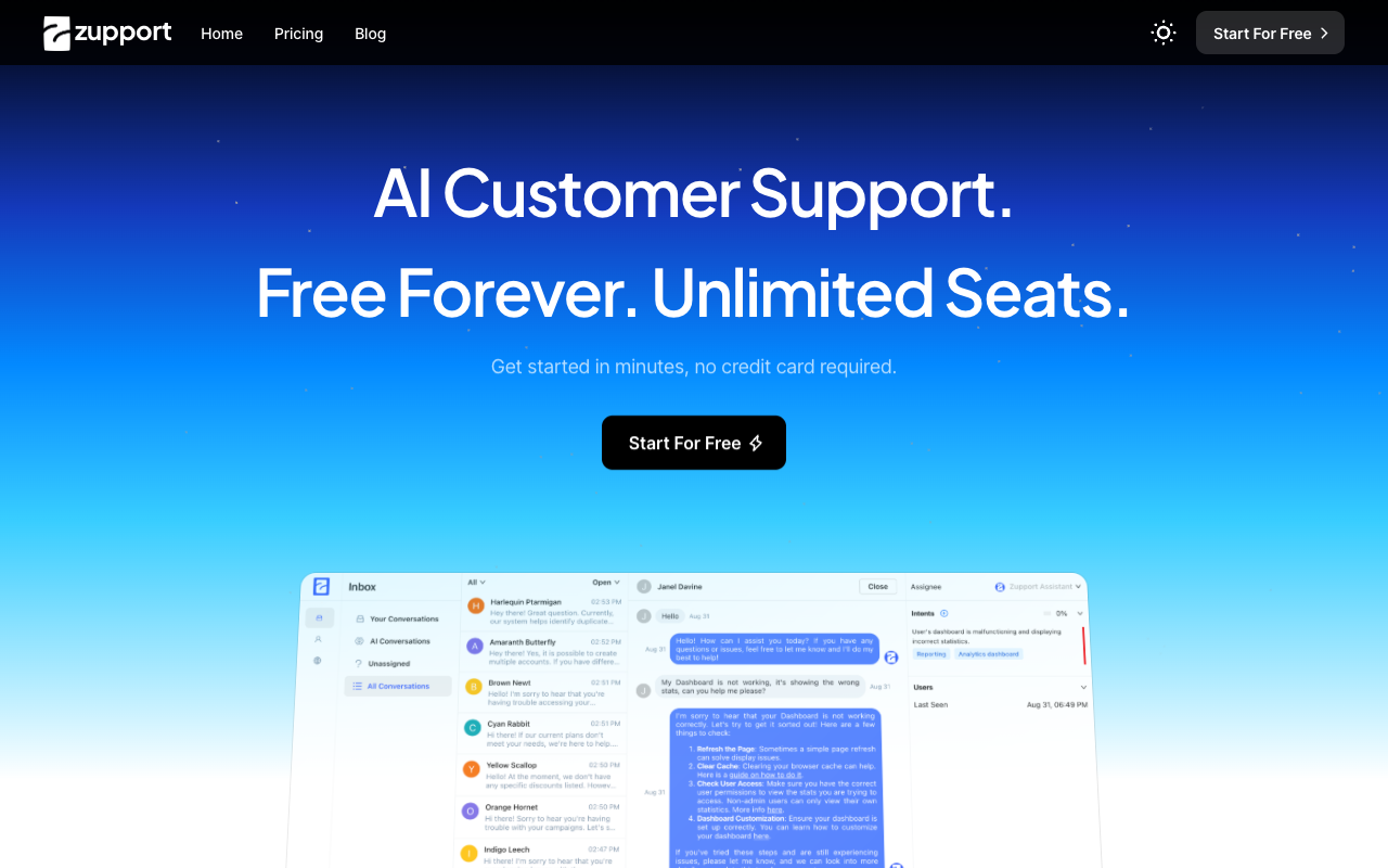 Zupport - Enhance Your Customer Support with AI Actions and Unlimited Seats