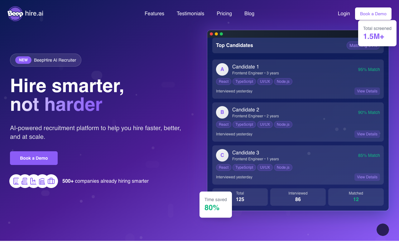 BeepHire - An AI tool to help you hire quickly and easily