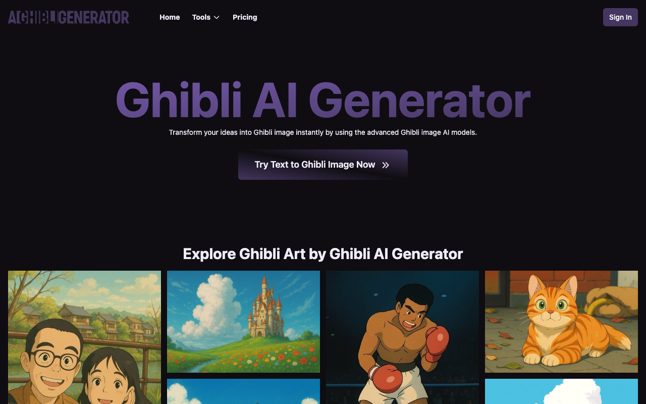 Ghibli AI Image Generator - Create Stunning Anime Artwork Easily AI Art Animation