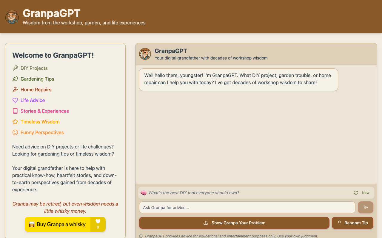 GranpaGPT - Get friendly advice from your AI grandpa