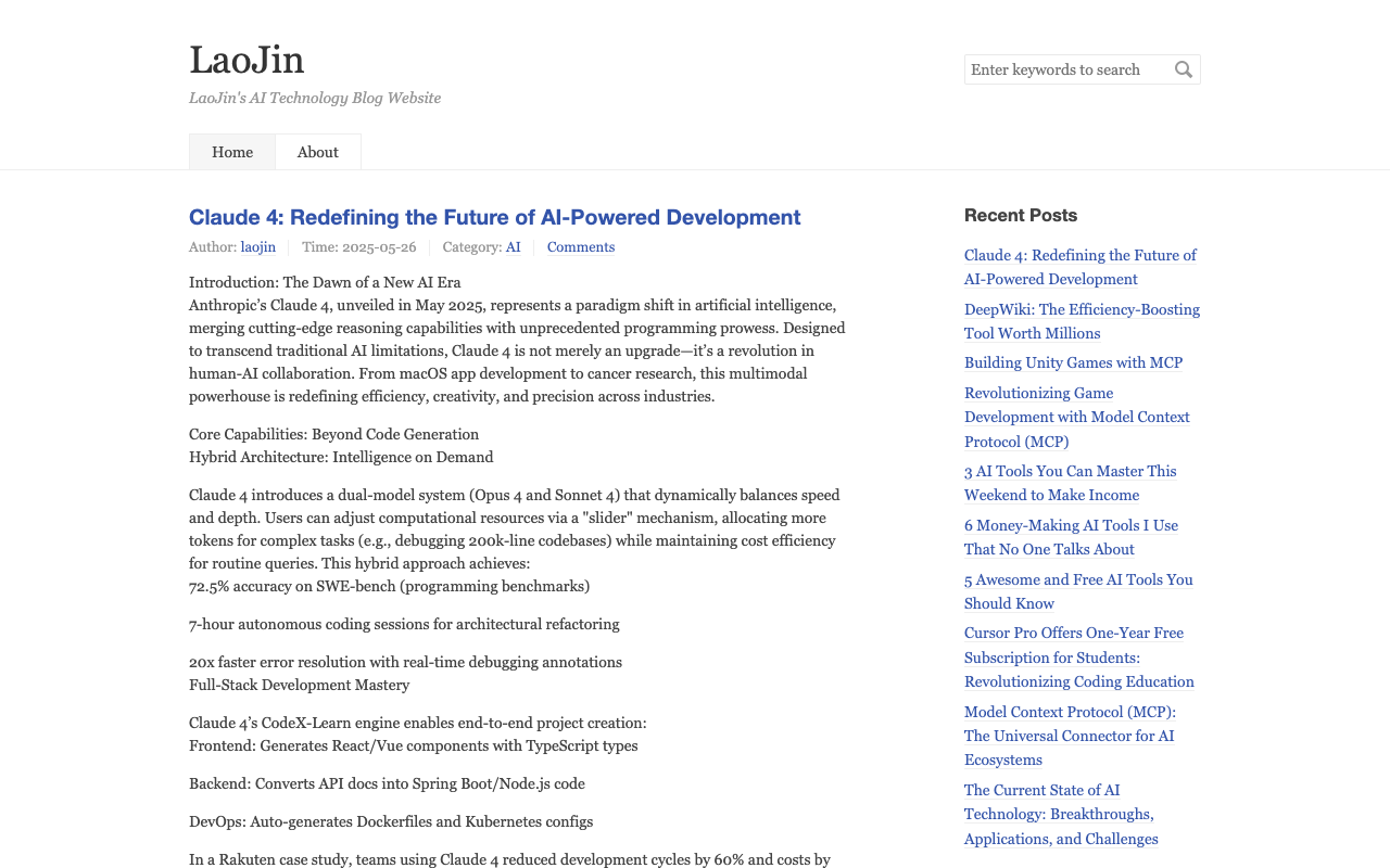 LaoJin AI Blog - Discover Exciting AI Technology Insights