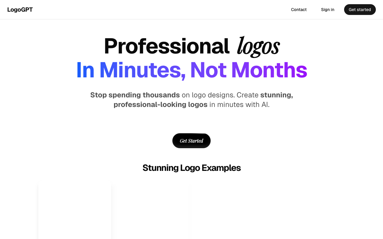 LogoGPT - Create your brand logo quickly with AI AI Design Branding