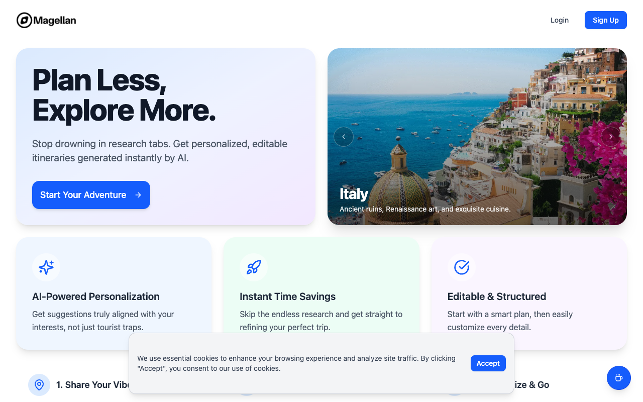 Magellan - Your AI trip planner for customized adventures AI Travel Itinerary