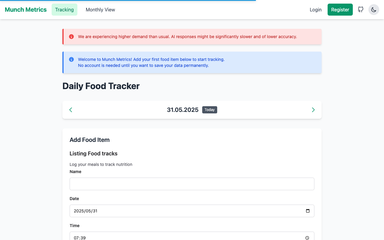 Munch Metrics - Easy food tracking without sign up