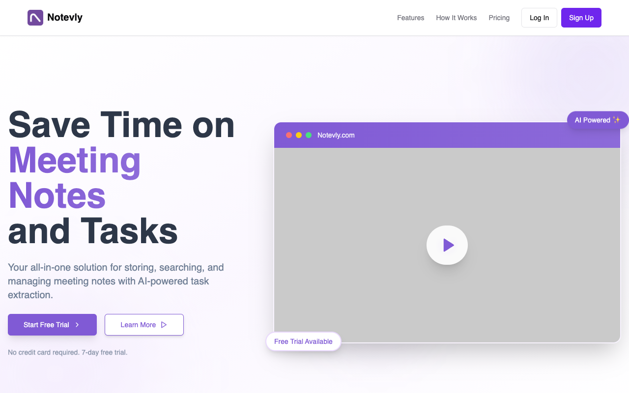 Notevly - Smart AI tool for taking meeting notes