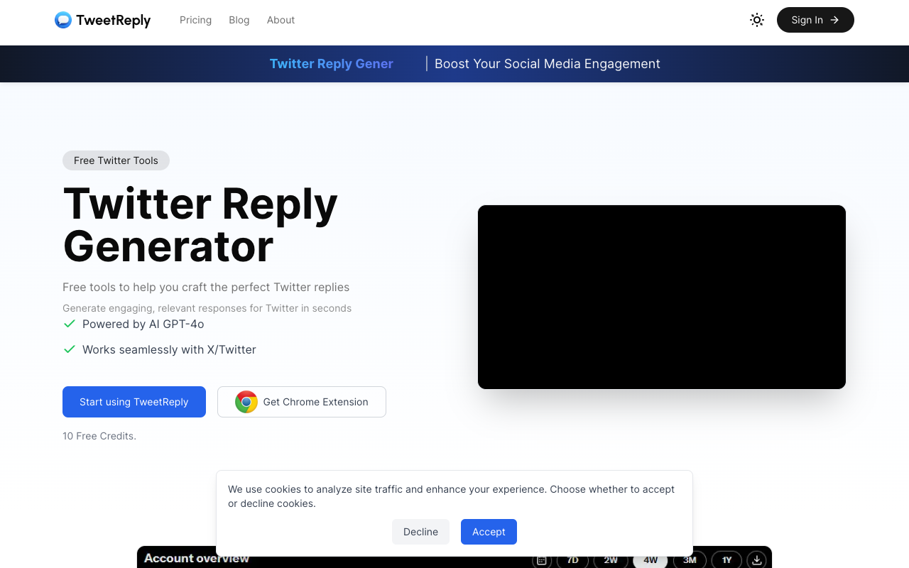 tweetreply - Your AI helper for better Twitter replies AI Social Media Engagement