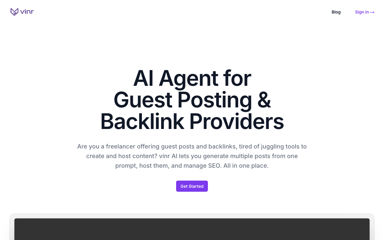 vinr AI - Your smart helper for guest posts and backlinks