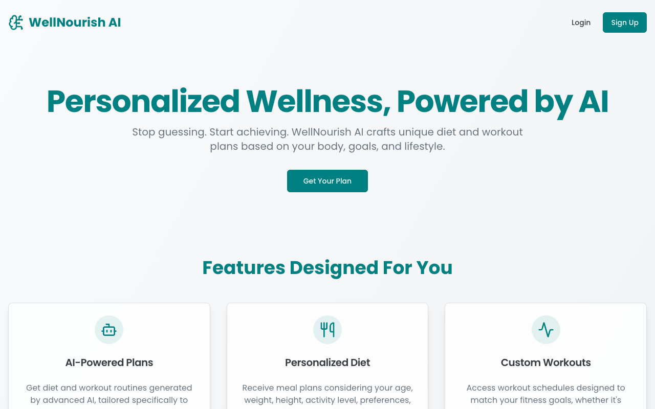 WellNourish AI - Get your special diet and workout plans