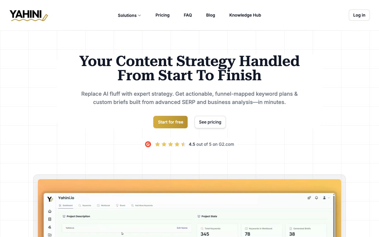 Yahini - Your smart assistant for making content plans AI Content Strategy SEO