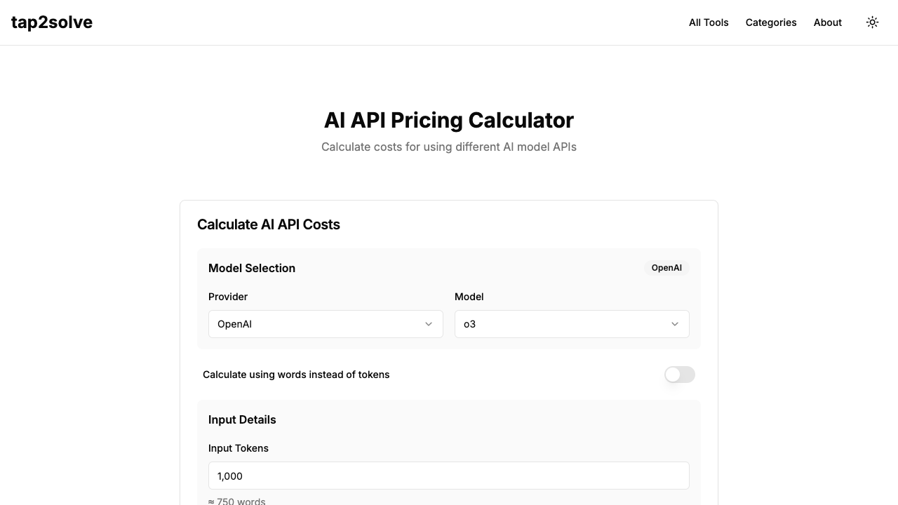 AI API Pricing Calculator - Easily find out how much AI model APIs cost