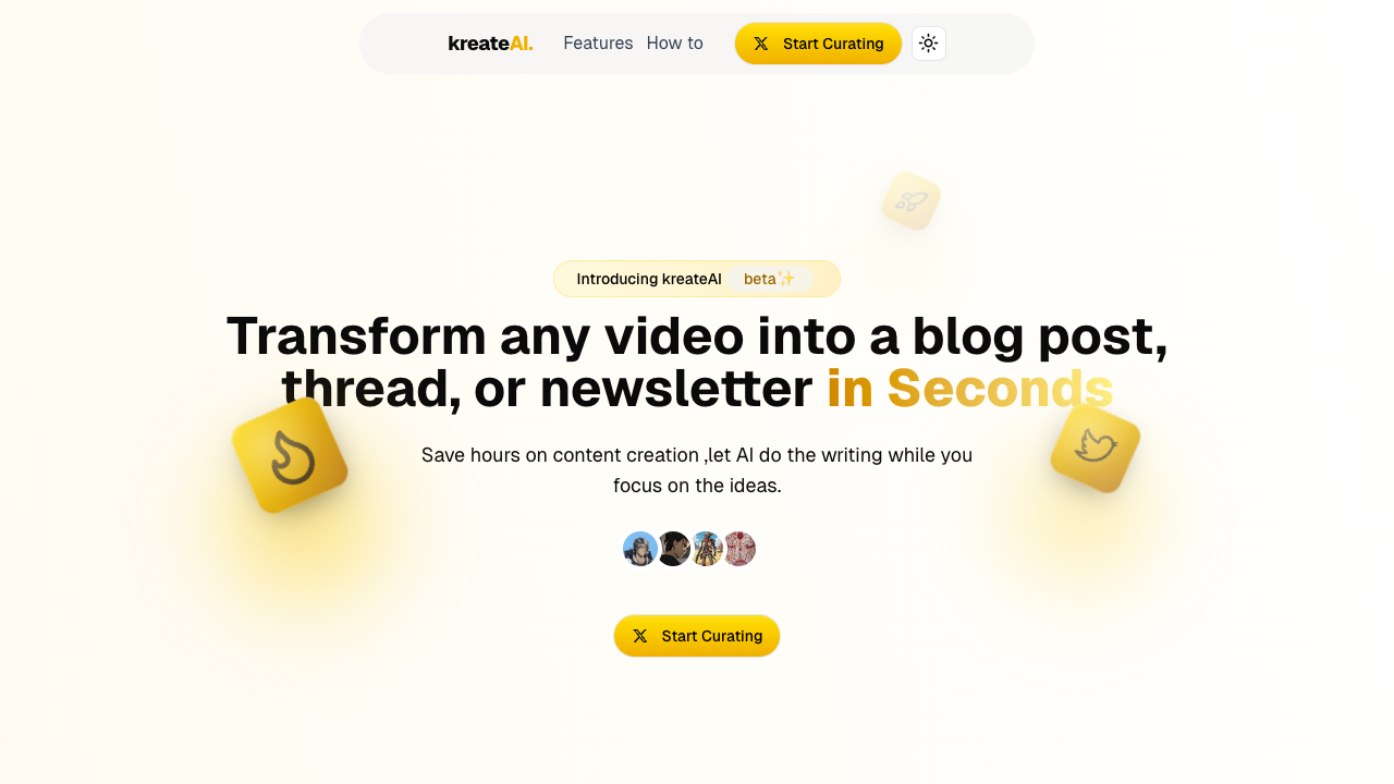 kreateAI - Create awesome tweets from videos super fast