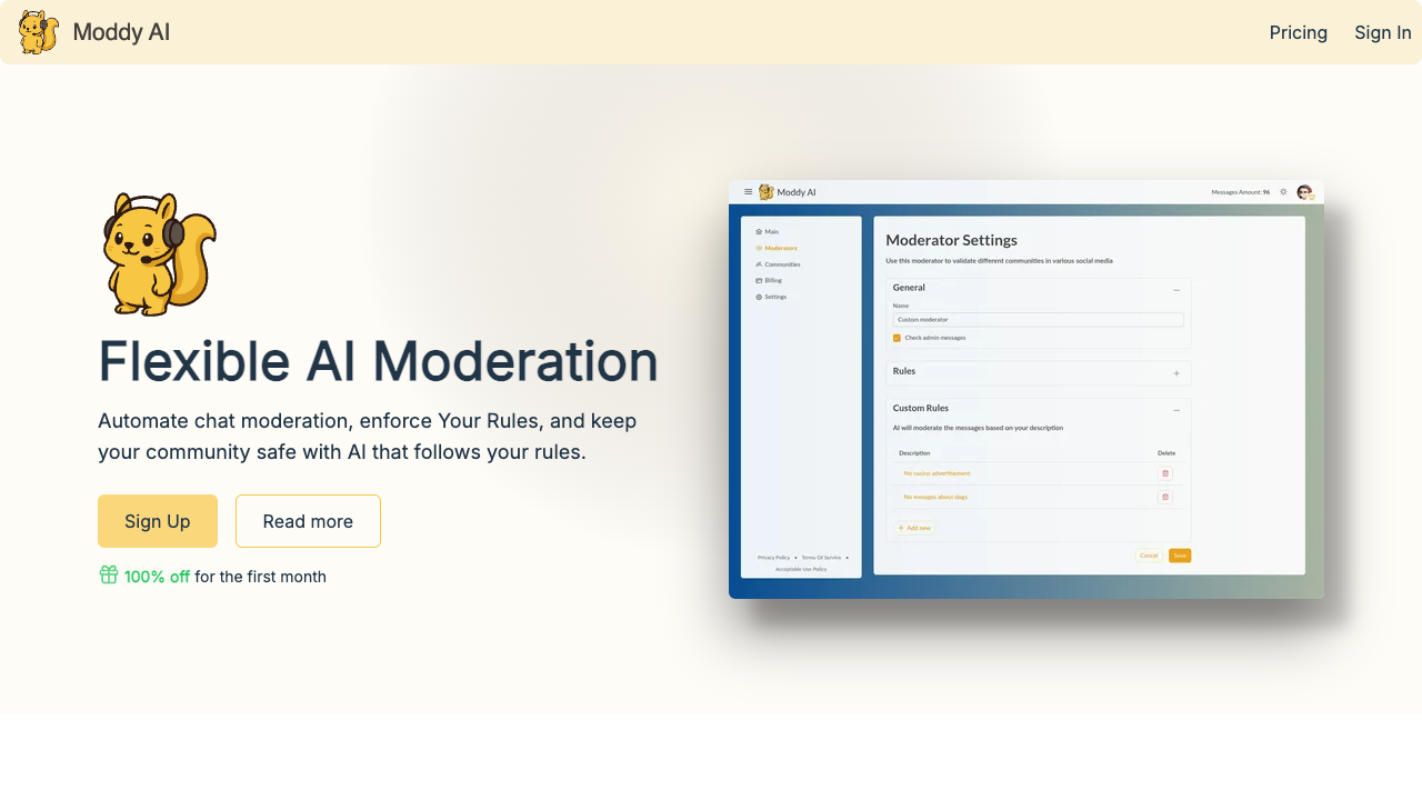 ModdyAI - Keep your chat community safe and friendly