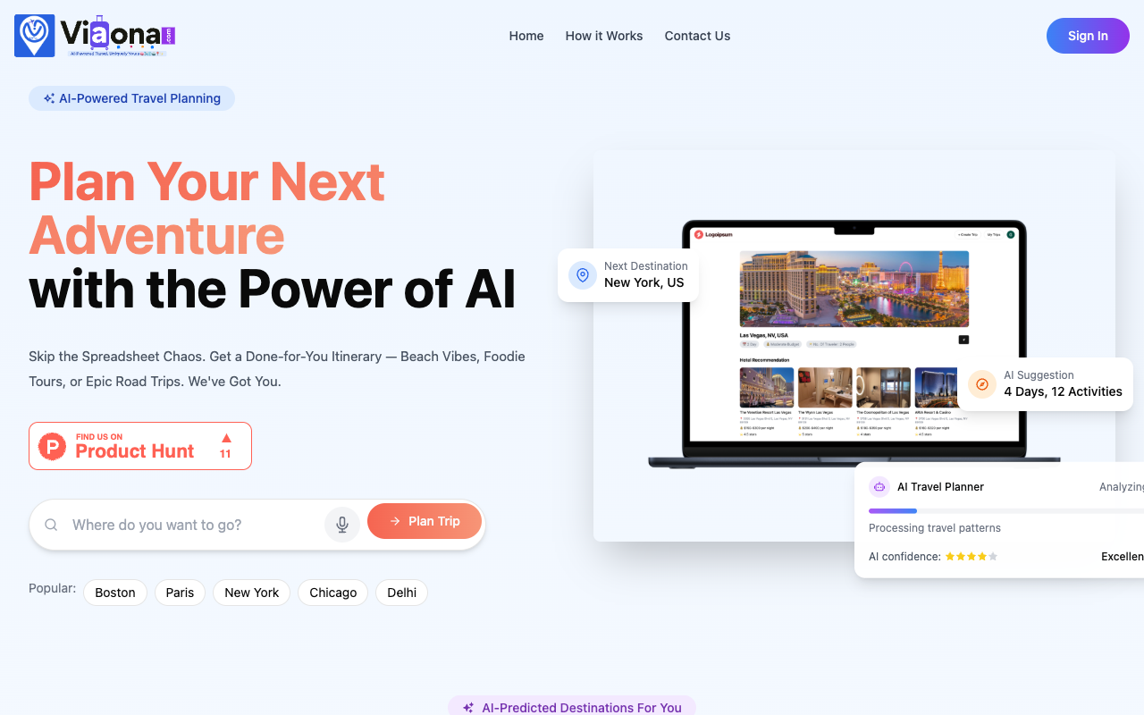 Viaona - Your Smart Travel Planner for Personalized Adventures