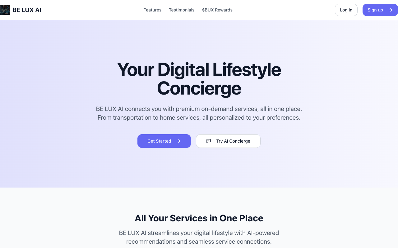 BE LUX - Your all-in-one AI-powered consumer services app