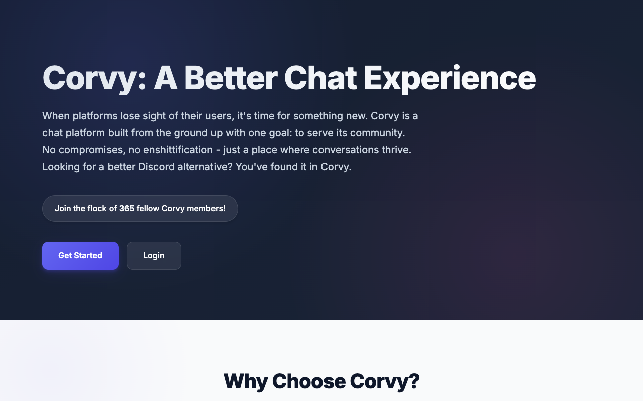 Corvy - A chat platform made for you