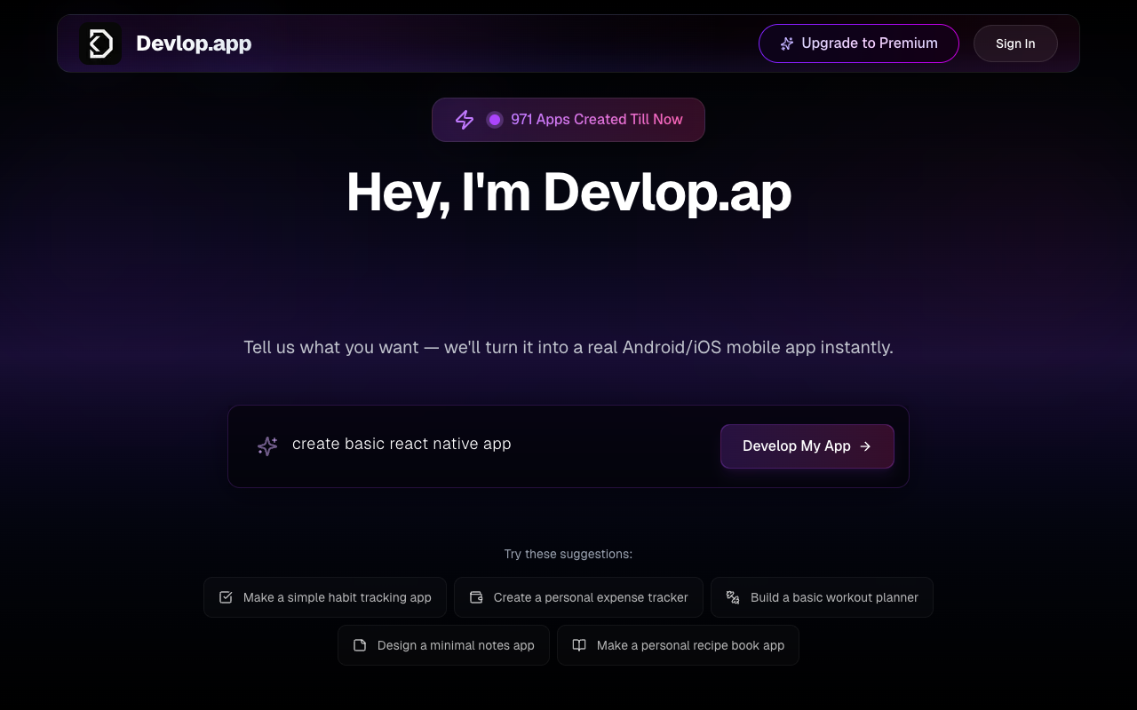 Devlop.app - Create apps quickly with AI magic