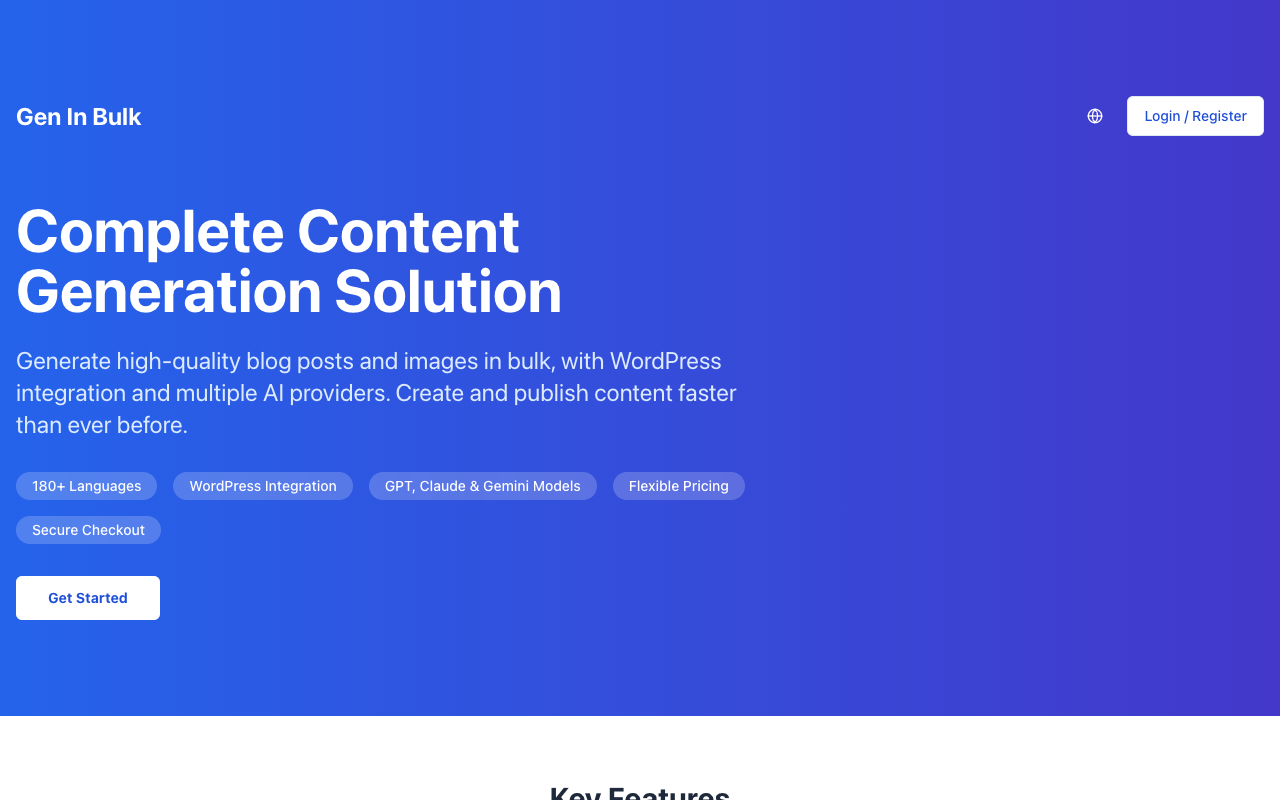 Gen In Bulk - Quickly create and publish articles with AI