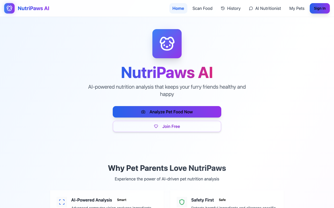 NutriPaws - The smart scanner for your pet's food