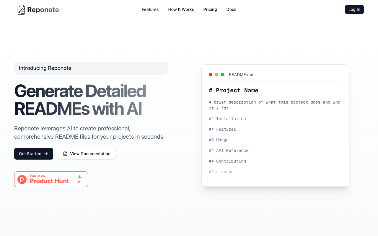 Reponote - Create great README files quickly with AI