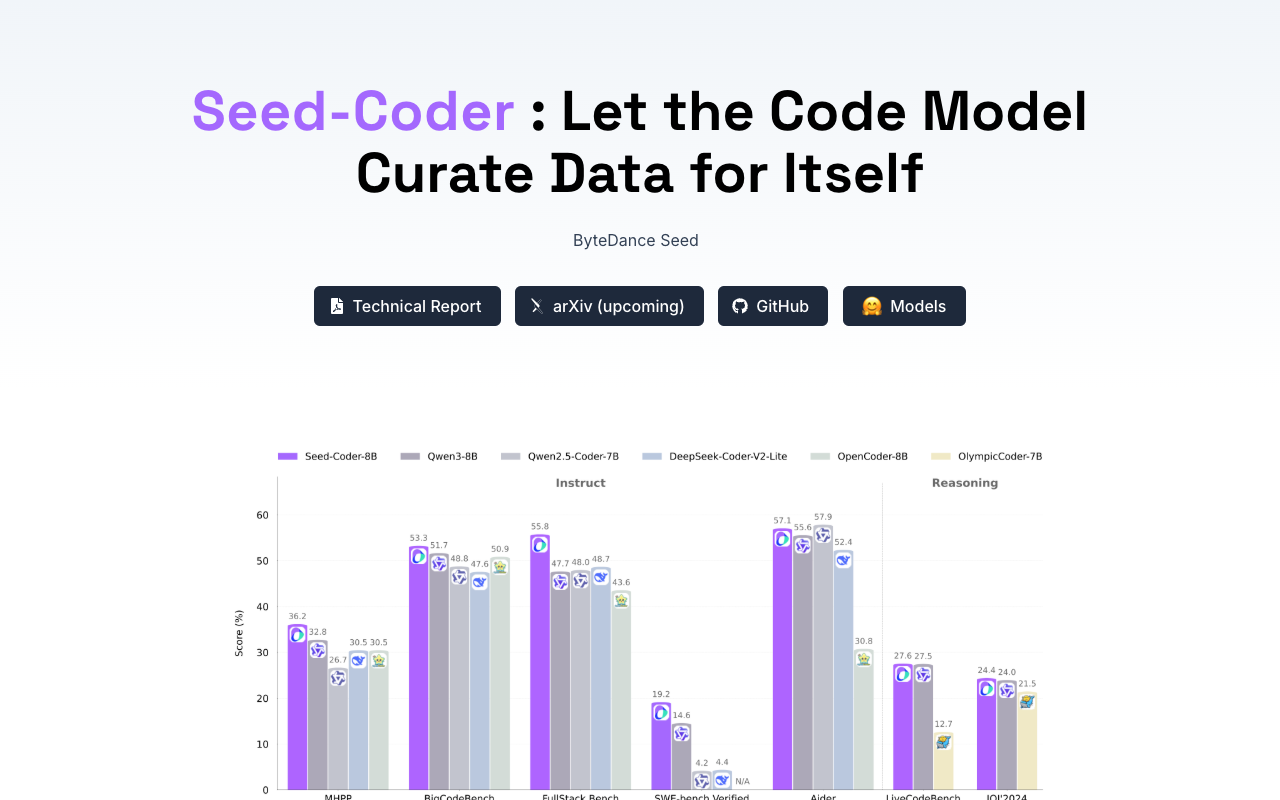 Seed-Coder - A smart code model that learns on its own