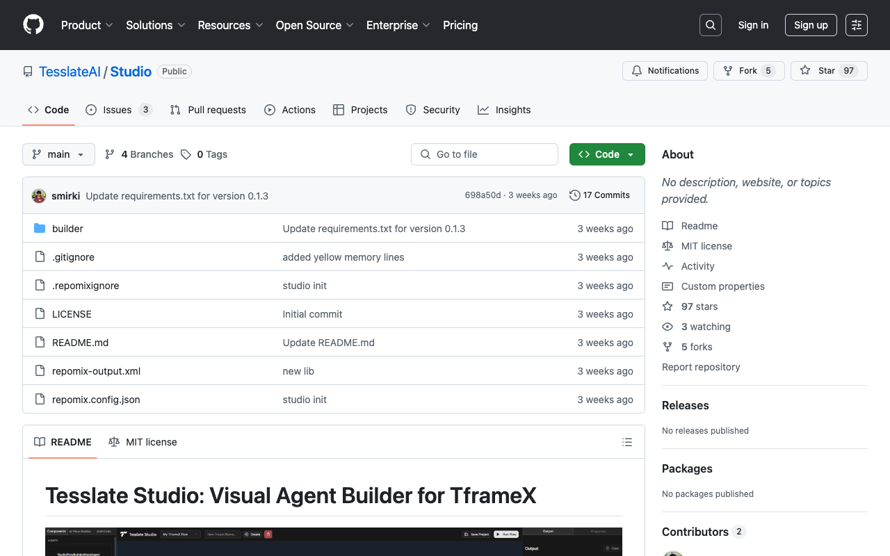 Tesslate Studio - A visual tool for creating AI agent flows