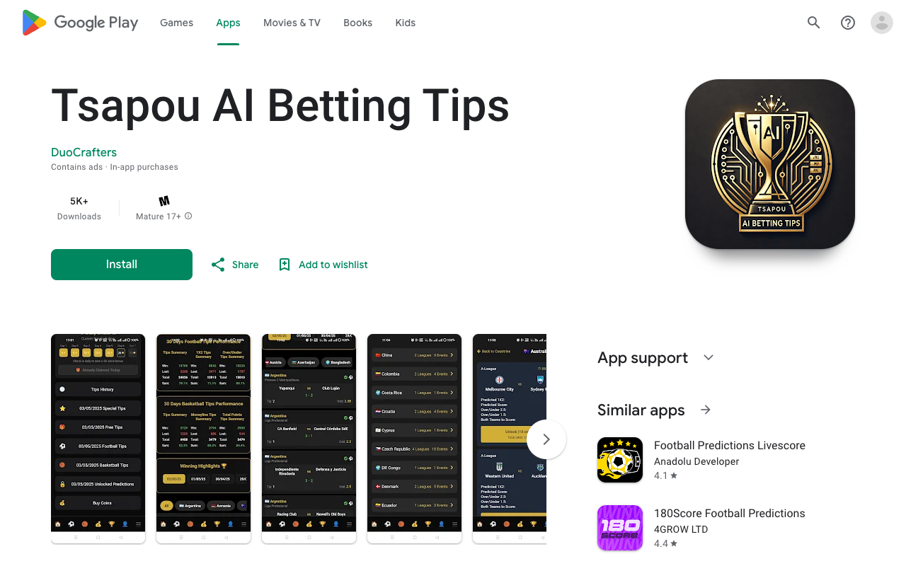 Tsapou AI Betting Tips - Get smart football and basketball match predictions