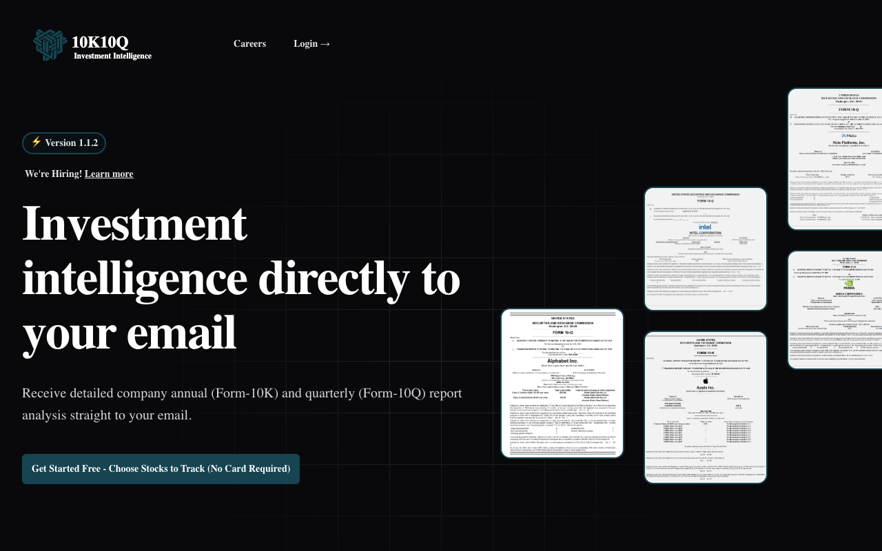 10K10Q - Automated analysis of company reports straight to your inbox Investment Finance Technology