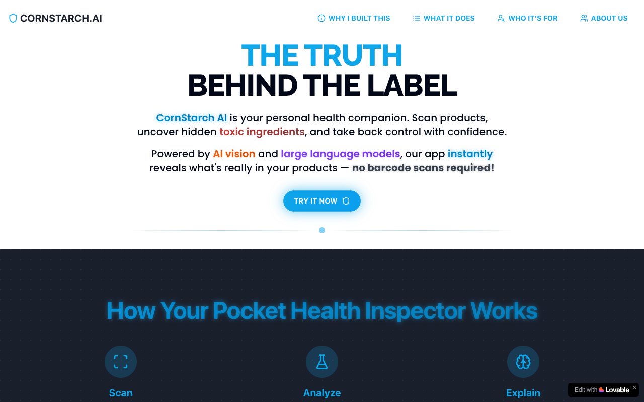 CornStarch AI - Spot hidden toxins quickly using your camera