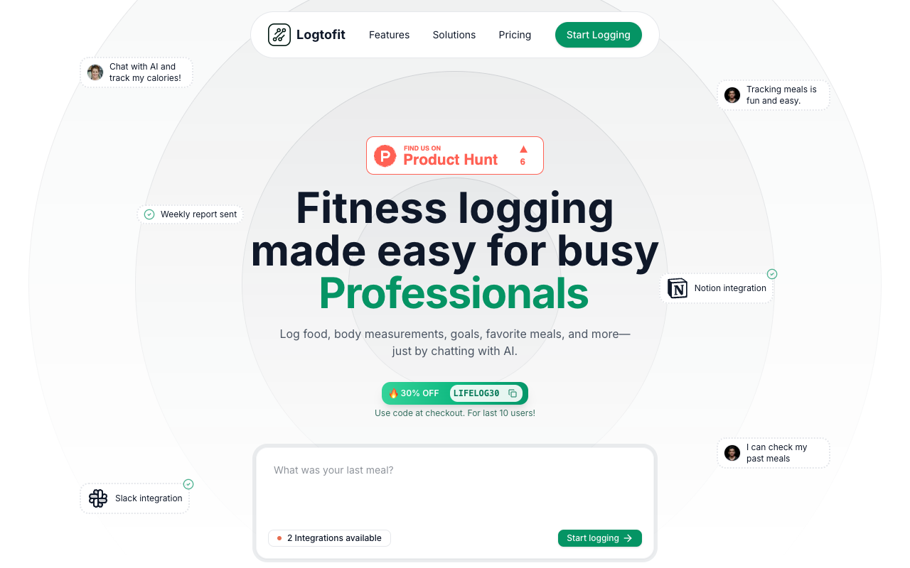 Logtofit - Chat with AI to track your food and fitness