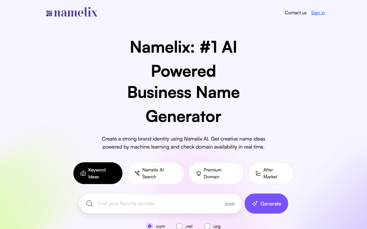 Namelix - Your AI helper for creating cool business names