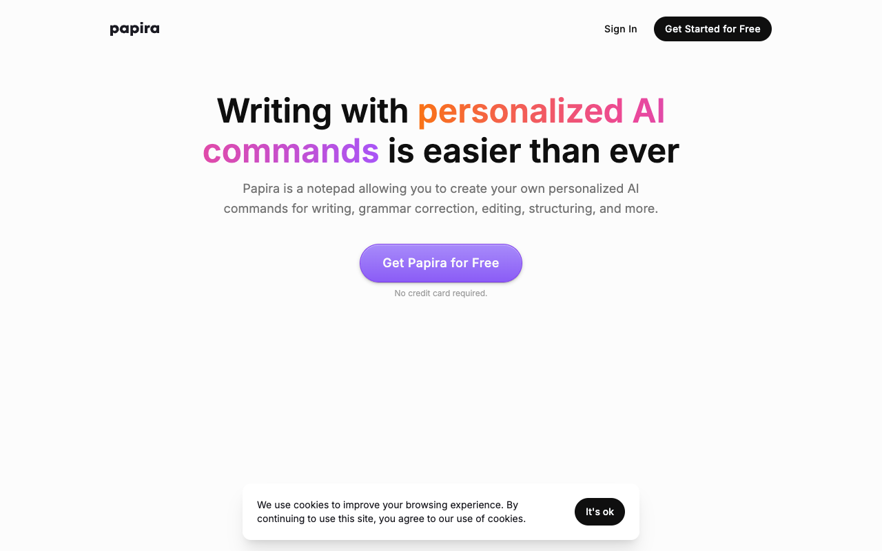 Papira - Writing with your own AI commands made simple