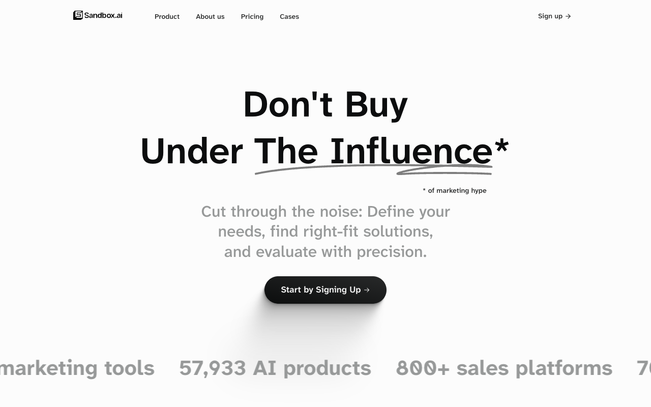 Sandbox - Smart software selection made easy