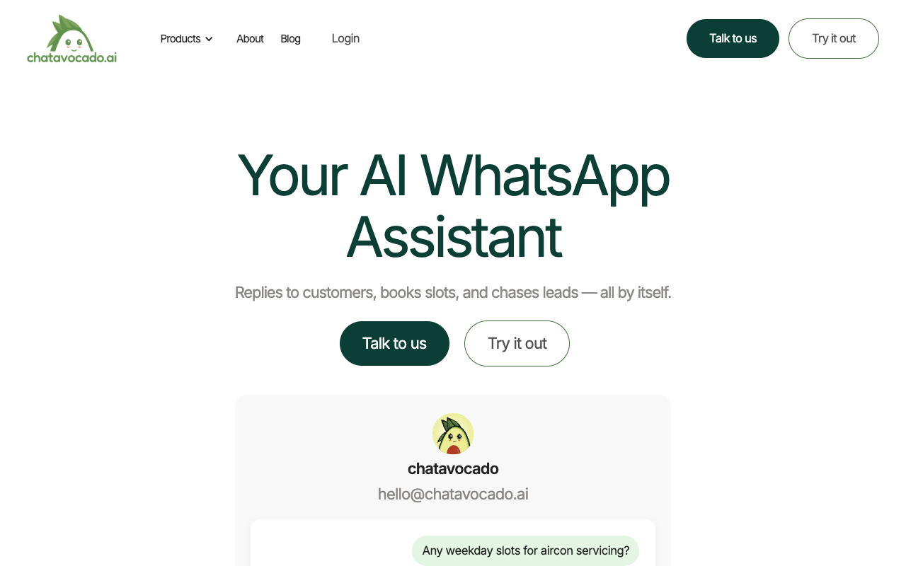 ChatAvocado - Your 24/7 WhatsApp personal assistant for sales