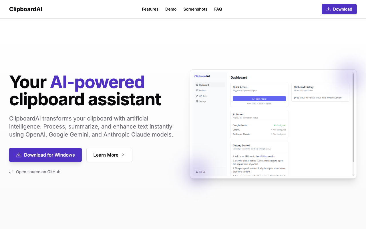 ClipboardAI - Your AI-powered clipboard helper for easy text processing