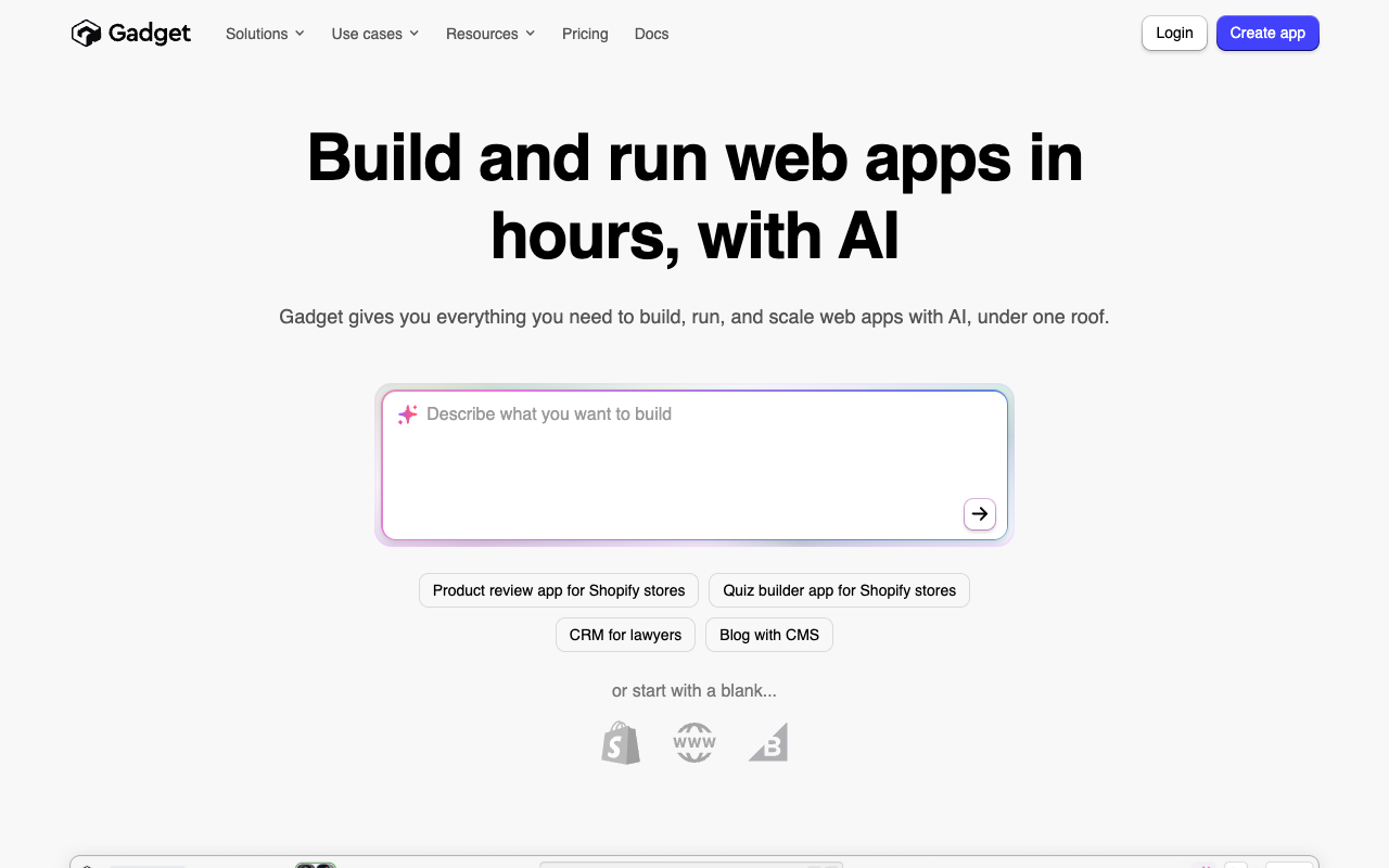 Gadget - Build and scale apps quickly with AI