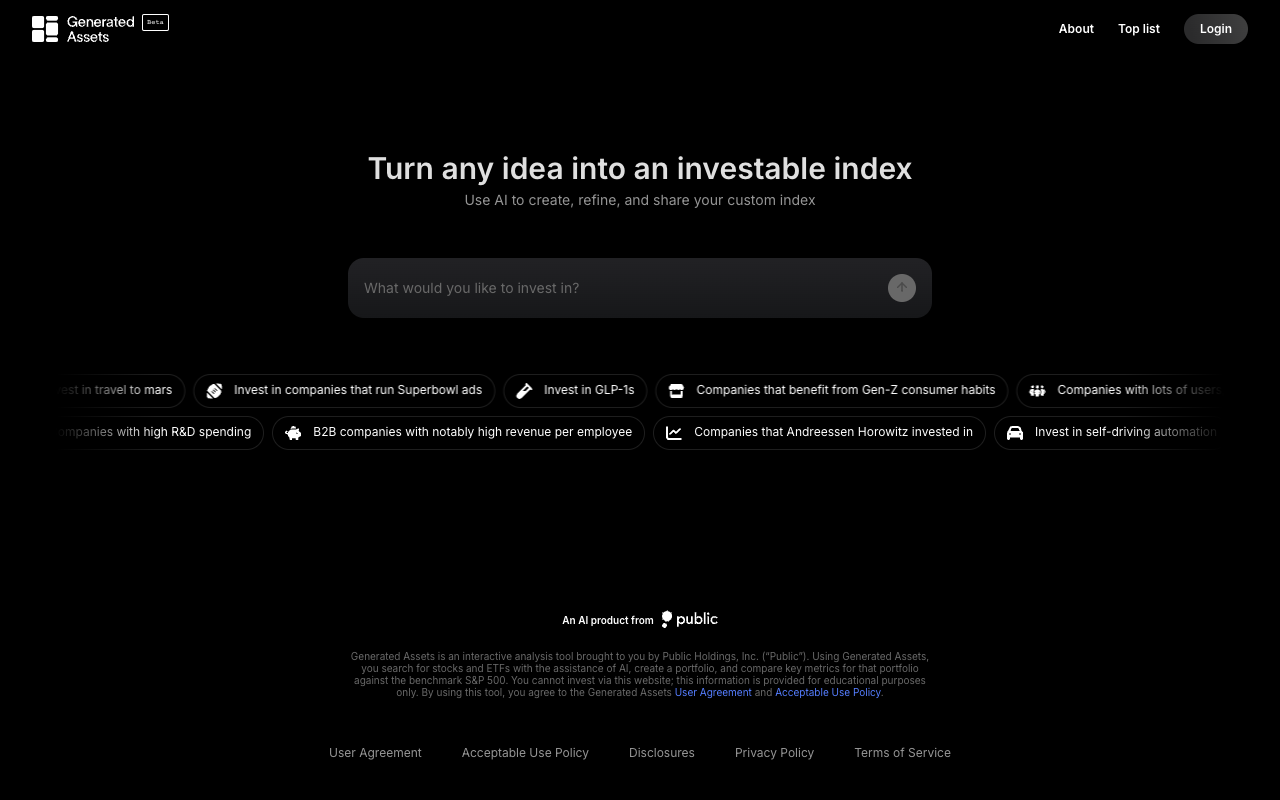 Generated Assets - Create your own investment index with AI