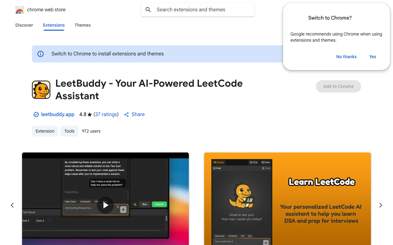 LeetBuddy - Your AI helper for coding on LeetCode