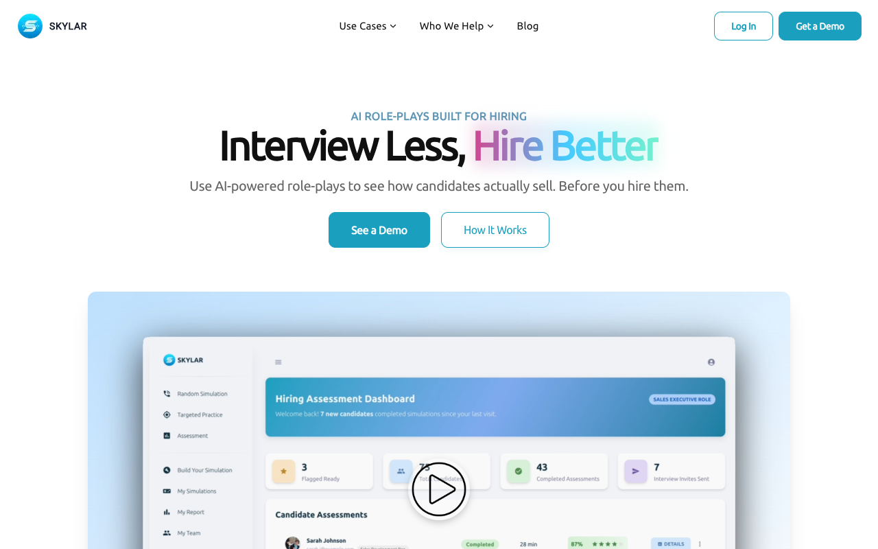 Skylar - See how candidates really sell before hiring