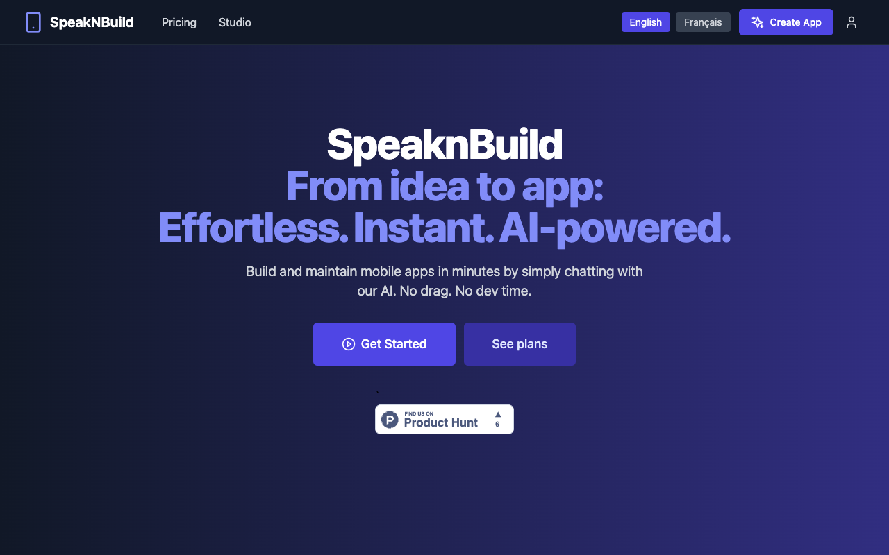 SpeakNBuild - Create your mobile app by chatting with AI