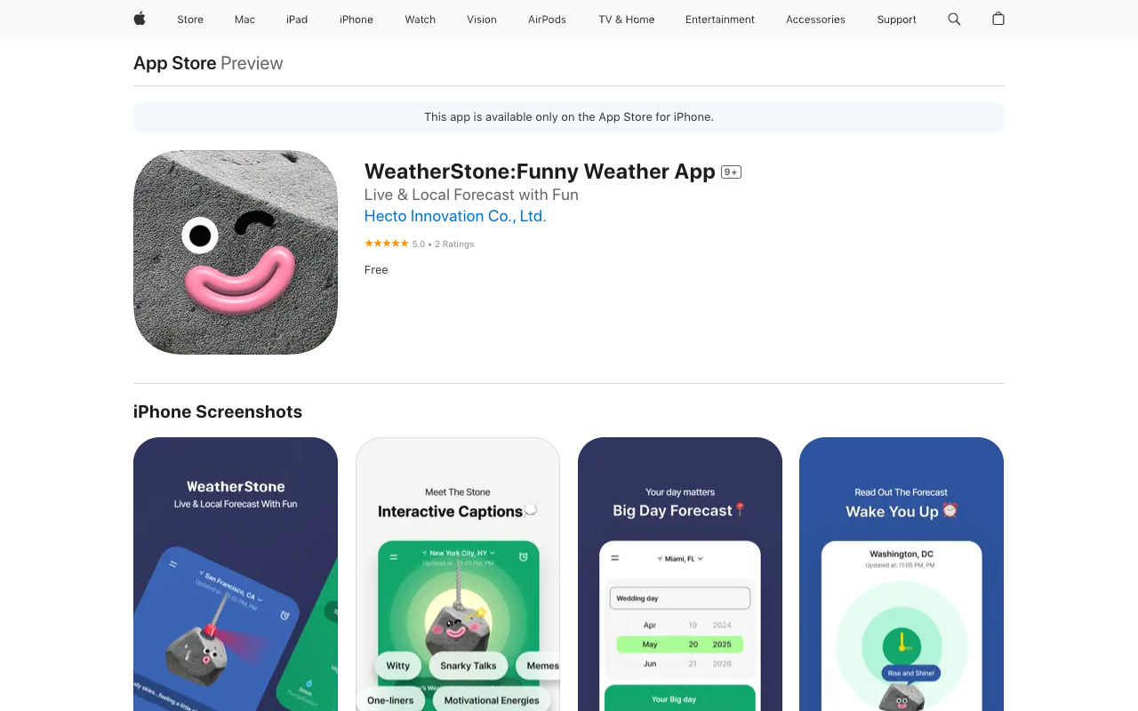 WeatherStone - A fun weather app that tells you the forecast