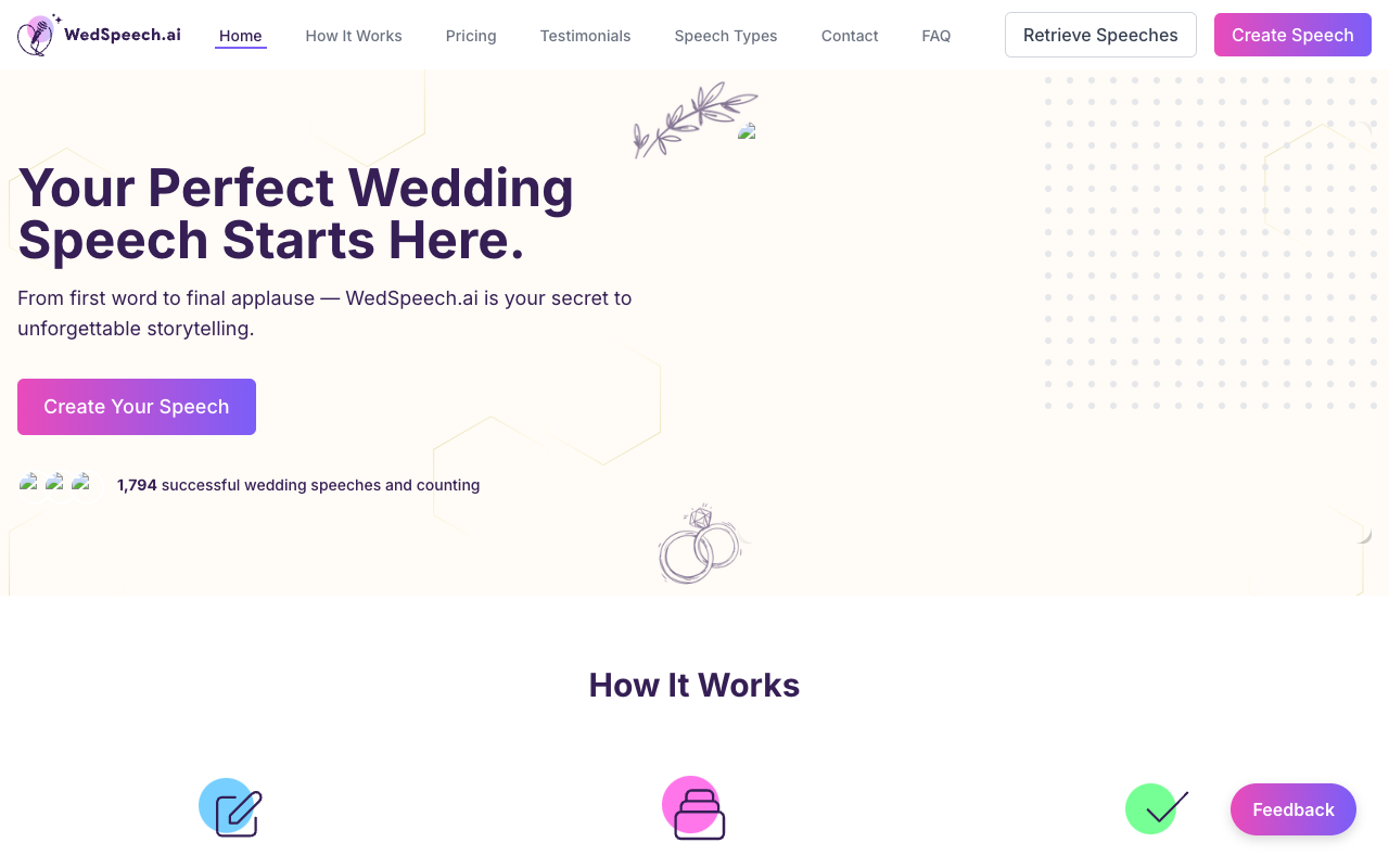WedSpeech.ai - Make Your Wedding Speech Easy and Special