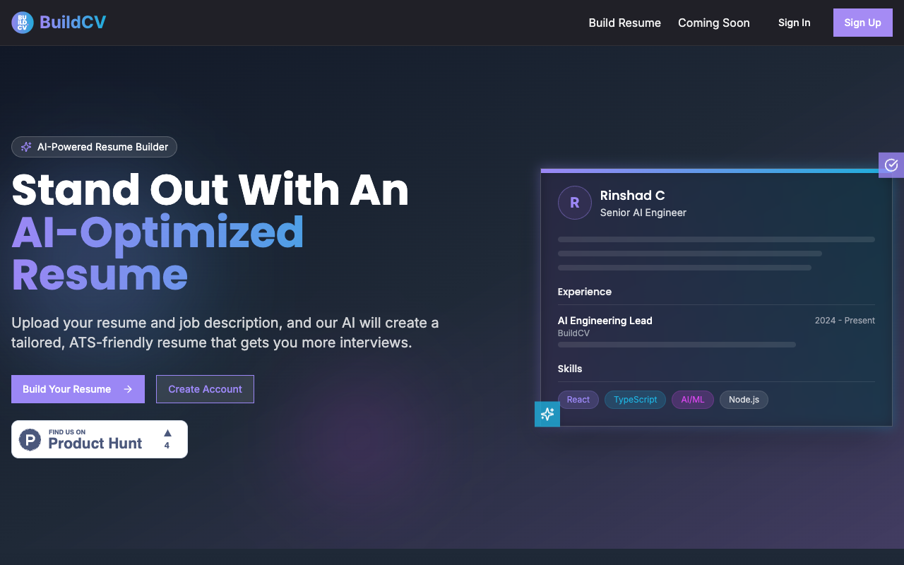 BuildCV - Create the perfect resume for your dream job