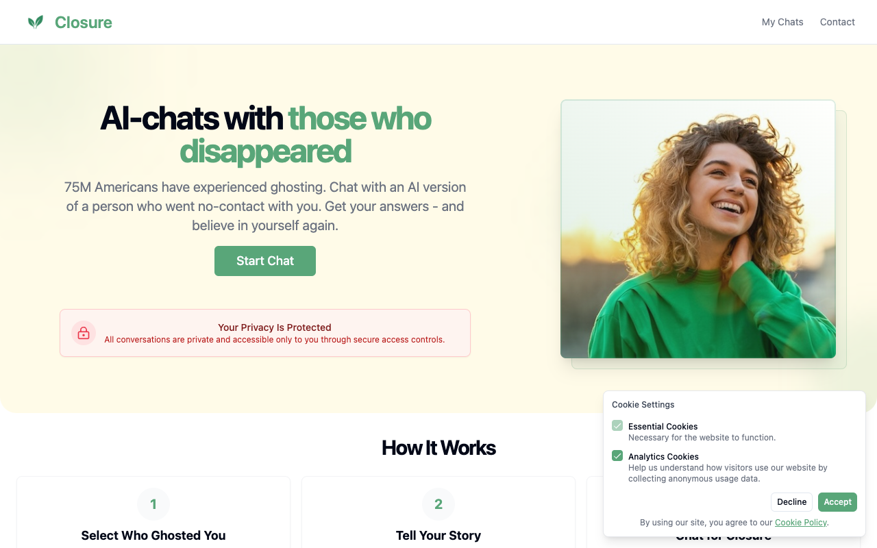 Closure - AI chats help you talk to people who vanished