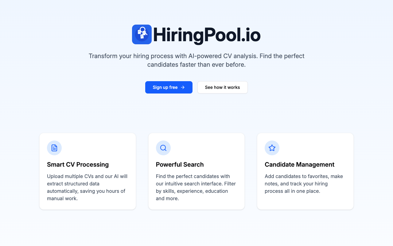 HiringPool - Make hiring easy with smart CV analysis
